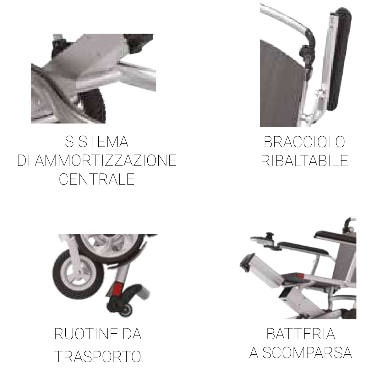 Carrozzina elettrica pieghevole leggera in alluminio