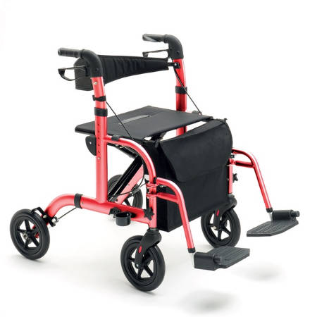 Deambulatore rollator 4 ruote in alluminio trasformabile in carrozzina R22