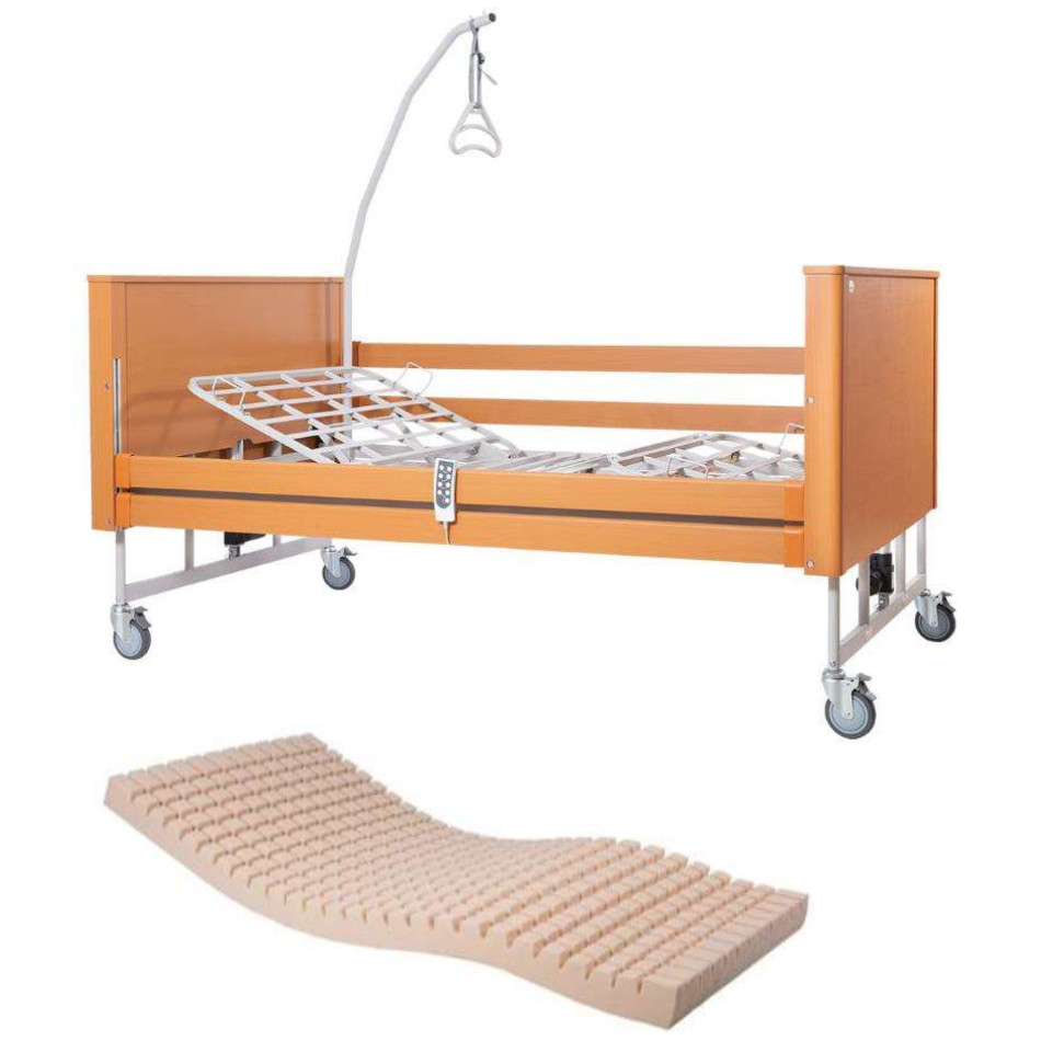 Letto da degenza elettrico con doghe in legno + Materasso antidecubito  Clinico