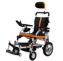 Carrozzina elettrica pieghevole leggera con poggiatesta