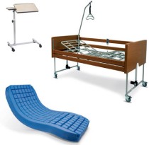 Letto elettrico in legno con sponde + Materasso antidecubito Polyplot