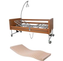Letto elettrico in legno con sponde + Materasso antidecubito