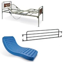 Letto ospedaliero elettrico + Materasso antidecubito poliuretano + Tavolo da letto